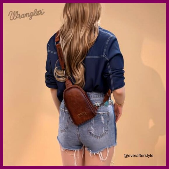 Leather Crossbody Sling Bag Adjustable Strap Compact Travel Purse Fanny Pack - Picture 3 of 7